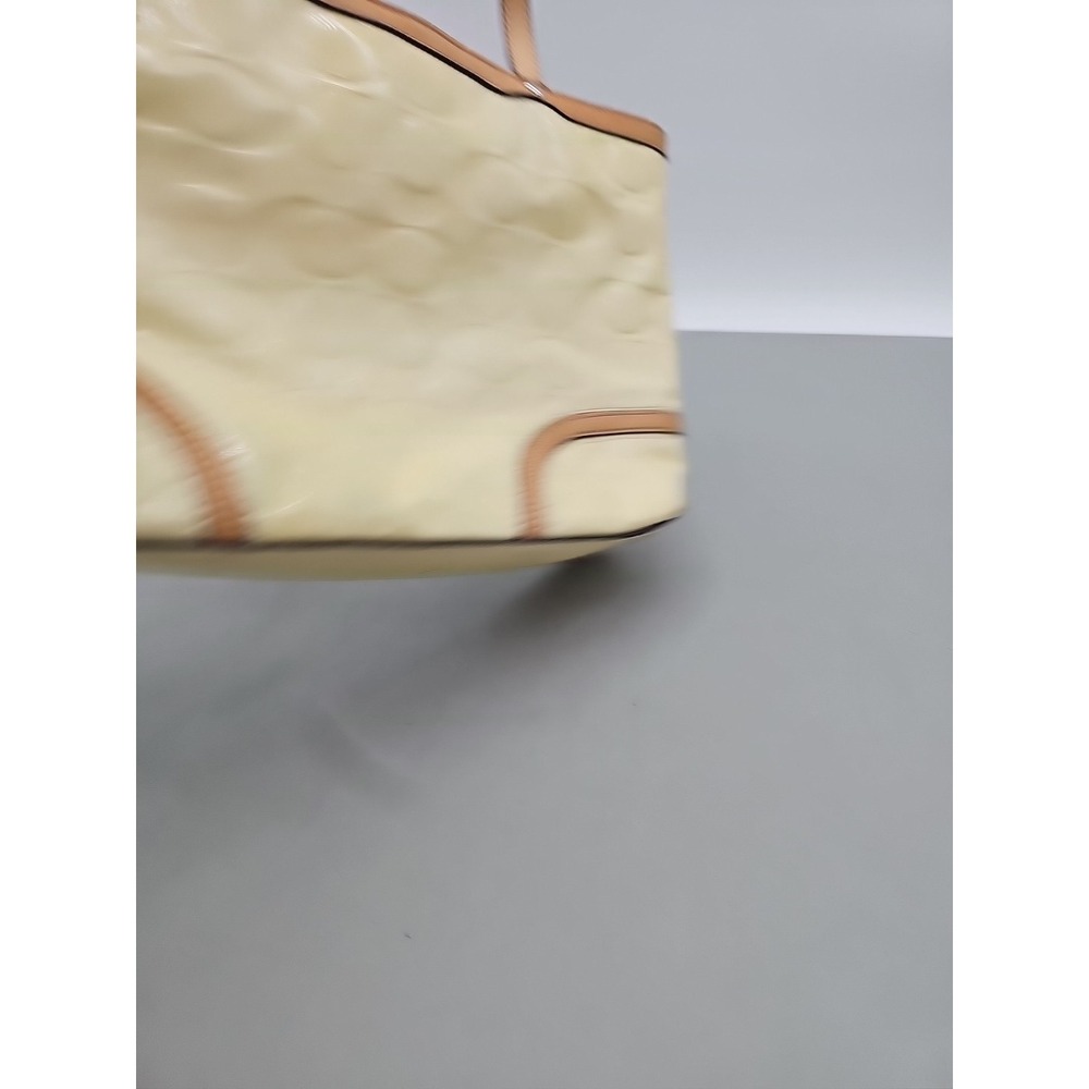 Coach Bag Peyton Embossed Patent Leather Tote Pastel Yellow Y2K Style Shoulder - Picture 3 of 7
